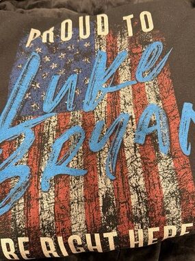 Gildan Black Tee with Red, White & Blue American Flag Graphic
